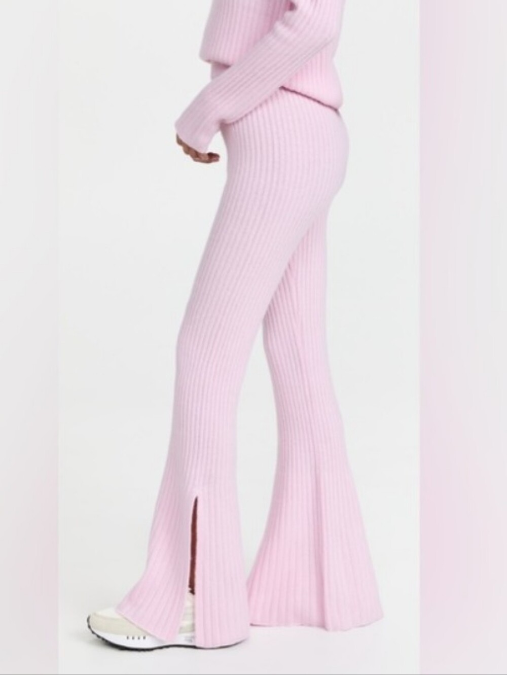 Something Navy Pink Wool & Cashmere Ribbed Knitted Flare Pants Size XXL NWT $145
